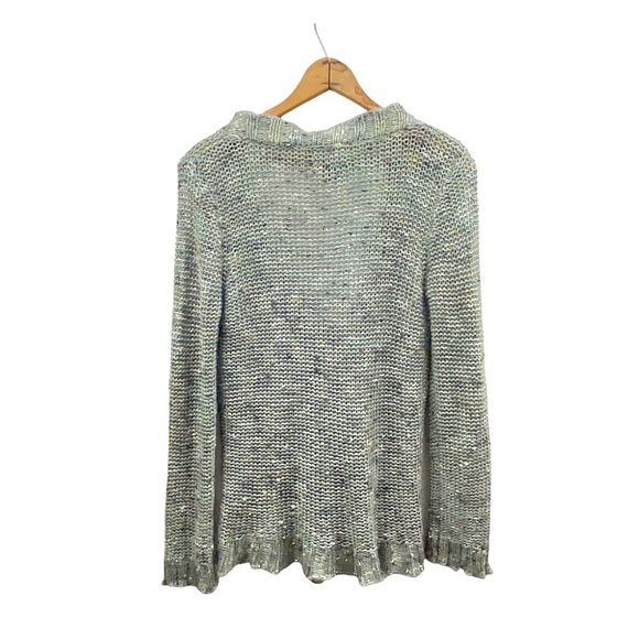 BCBGMaxAzria Boho Scalloped Edge Button Front Knit Cardigan Wood FlowerButton S - Picture 14 of 16